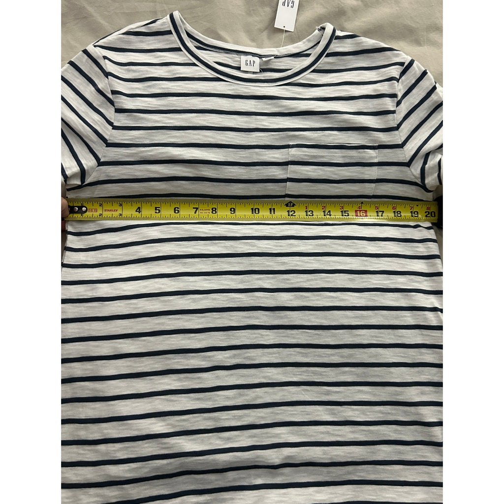 GAP Pocket T-Shirt Dress Navy White Stripe | Size S/P Tall | Casual Stripe Dress