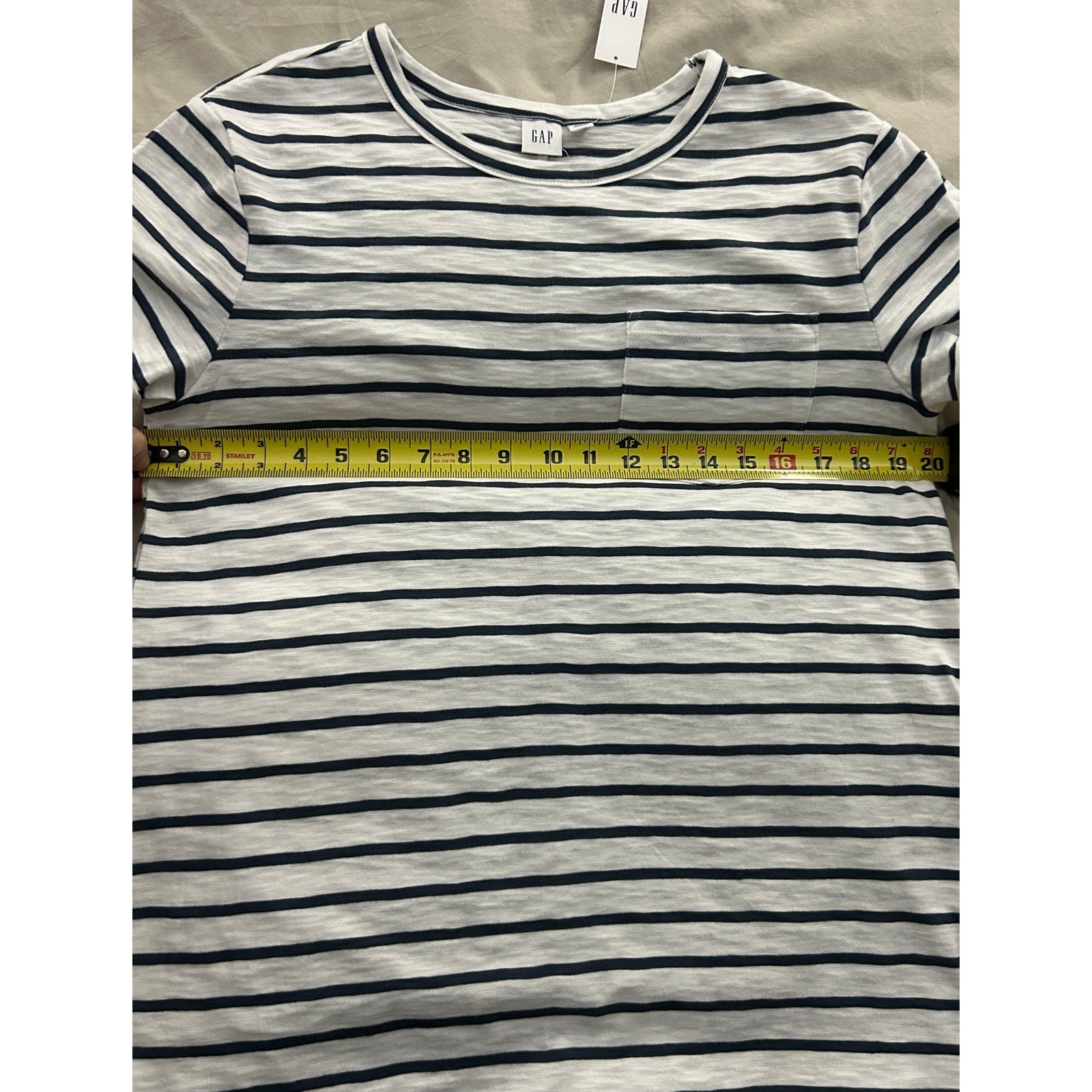 GAP Pocket T-Shirt Dress Navy White Stripe | Size S/P Tall | Casual Stripe Dress