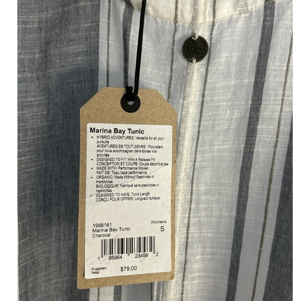 prAna Marina Bay Tunic – Small / Charcoal – Organic Cotton Performance Woven NWT