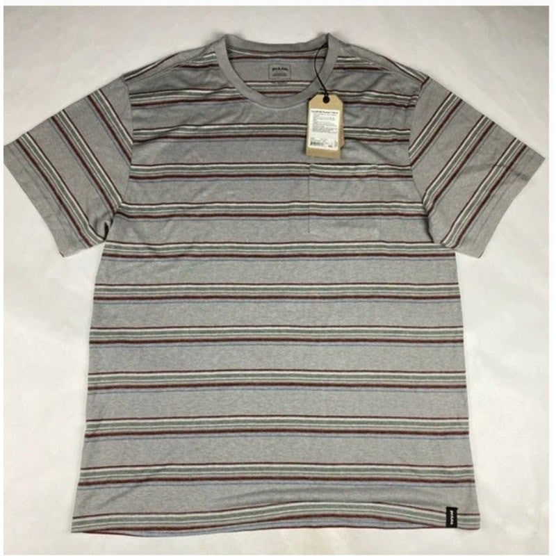prAna Cardiff Pocket Tee Men’s XXL Alloy Stripe Hemp Organic Cotton Eco NWT