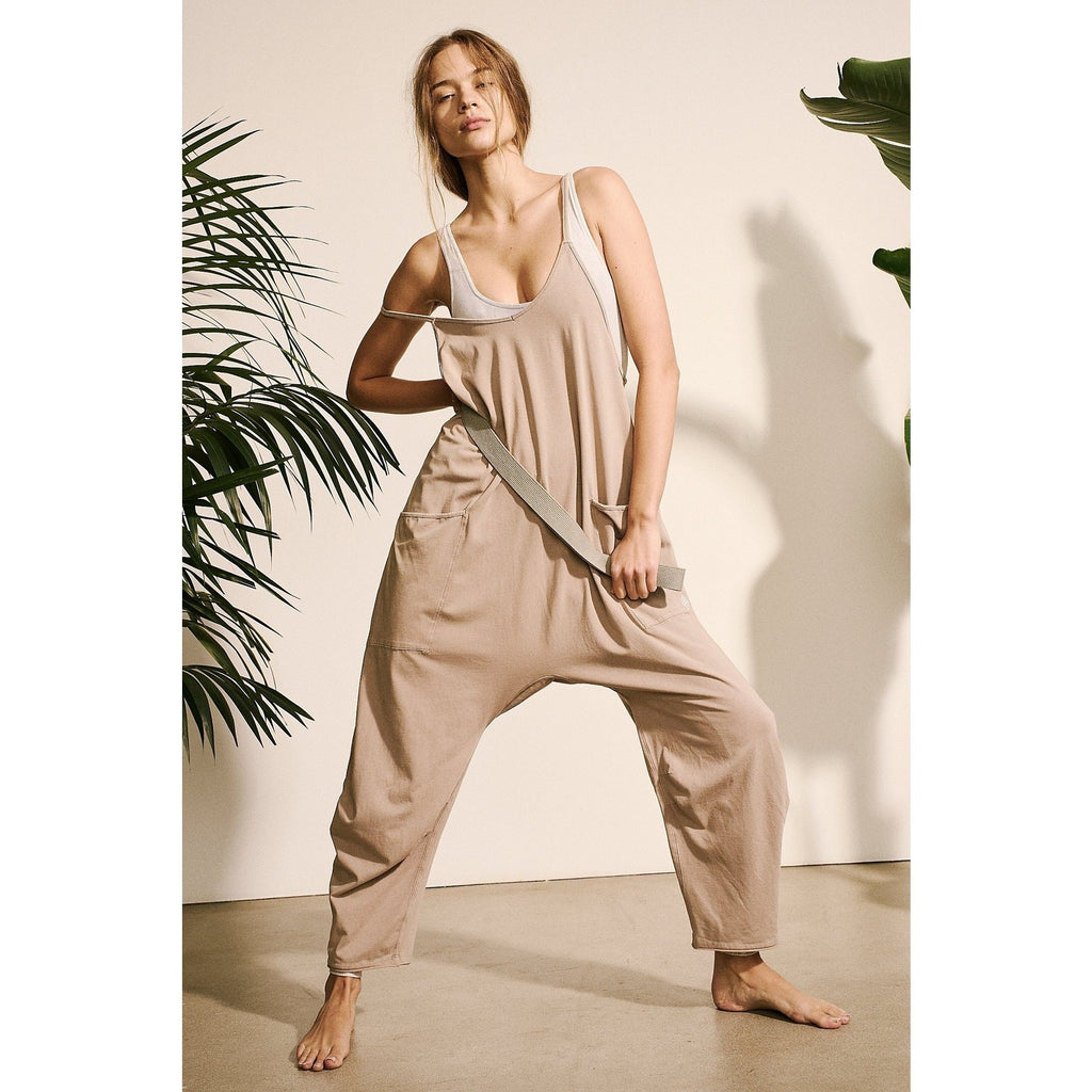 RARE Khaki / Tan XS Free People FP Movement Hot Shot One Piece Jumpsuit NWOT