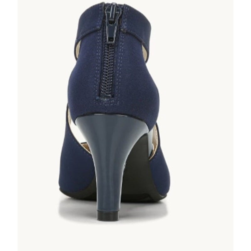 Lifestride Giovanna 2 Pump Heel Sandals Navy Blue 8.5 Wide EUC