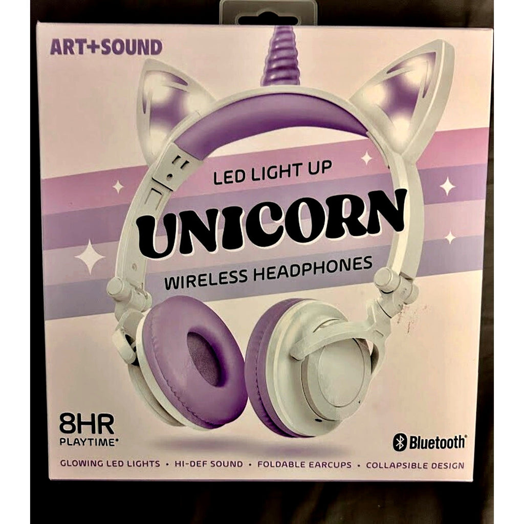 CUTE Unicorn Wireless LED Headphones Bluetooth 8hr Over Ear Headset w/ Mic NEW