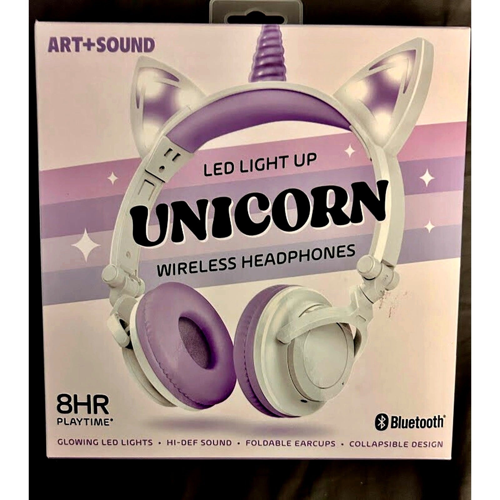 CUTE Unicorn Wireless LED Headphones Bluetooth 8hr Over Ear Headset w/ Mic NEW