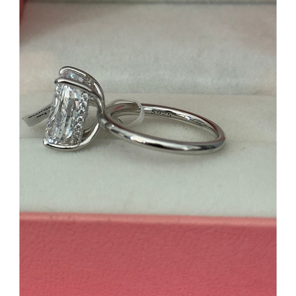 Paffidy 3.5ct D Color Moissanite Cushion Solitaire Ring Size 6 | S925 Silver NEW
