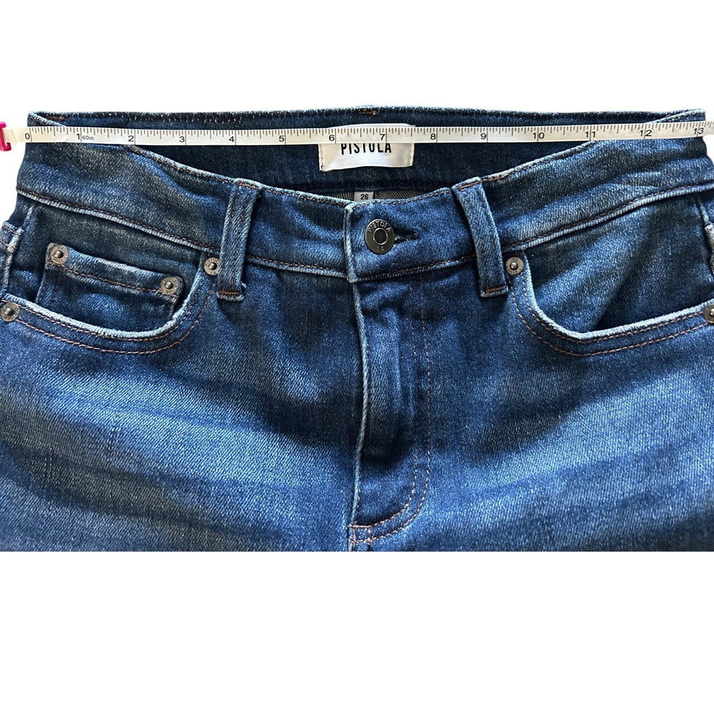 Revolve Pistola Aline High Rise Skinny Stretch Jeans Blue Work Wash Sz 26 $148 
