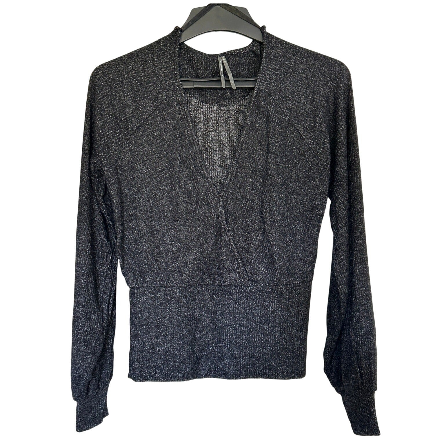 Anthropologie Women's Black Long Sleeve Ribbed Wrapped Sweater Size Medium NWOT
