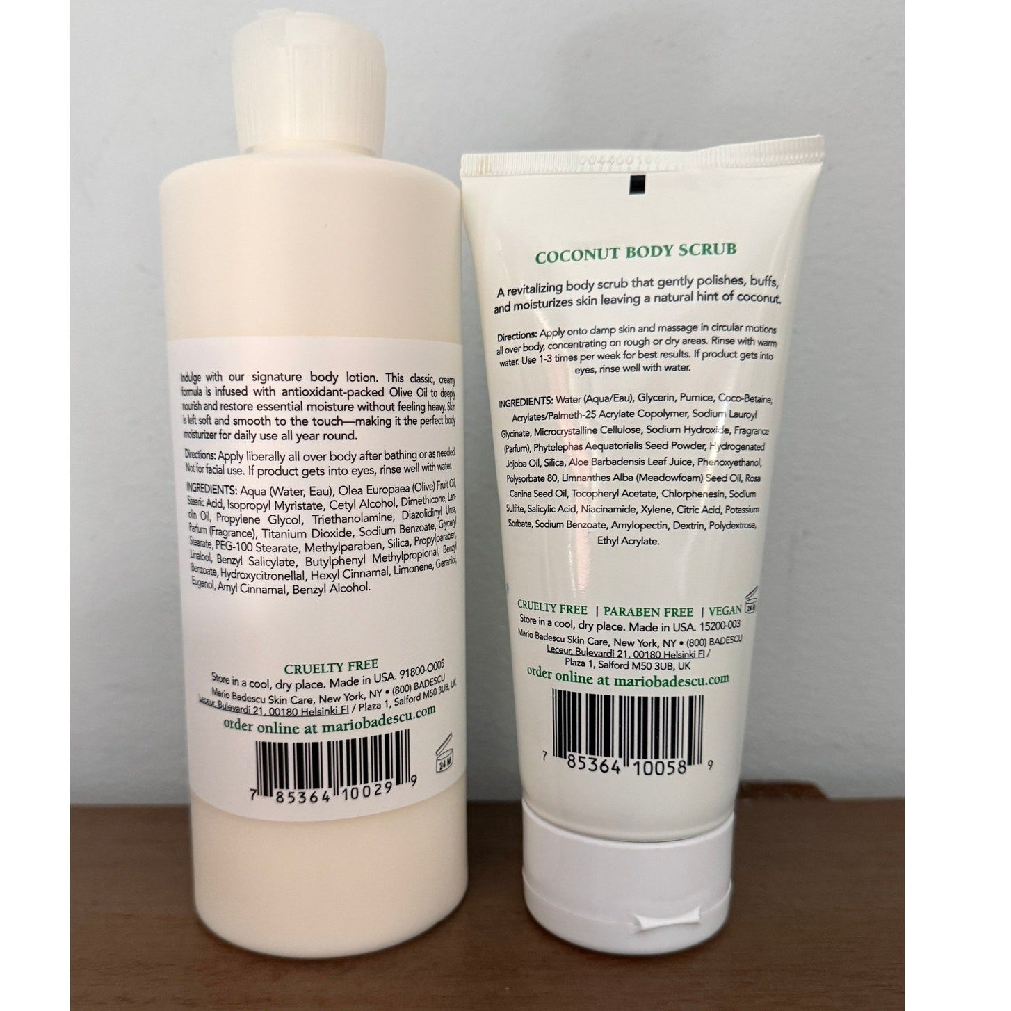 Mario Badescu Coconut Scrub 6oz + Olive Body Lotion 16oz | New Skincare Duo