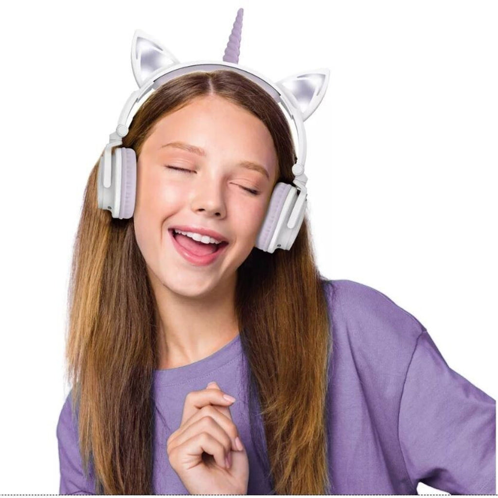 CUTE Unicorn Wireless LED Headphones Bluetooth 8hr Over Ear Headset w/ Mic NEW