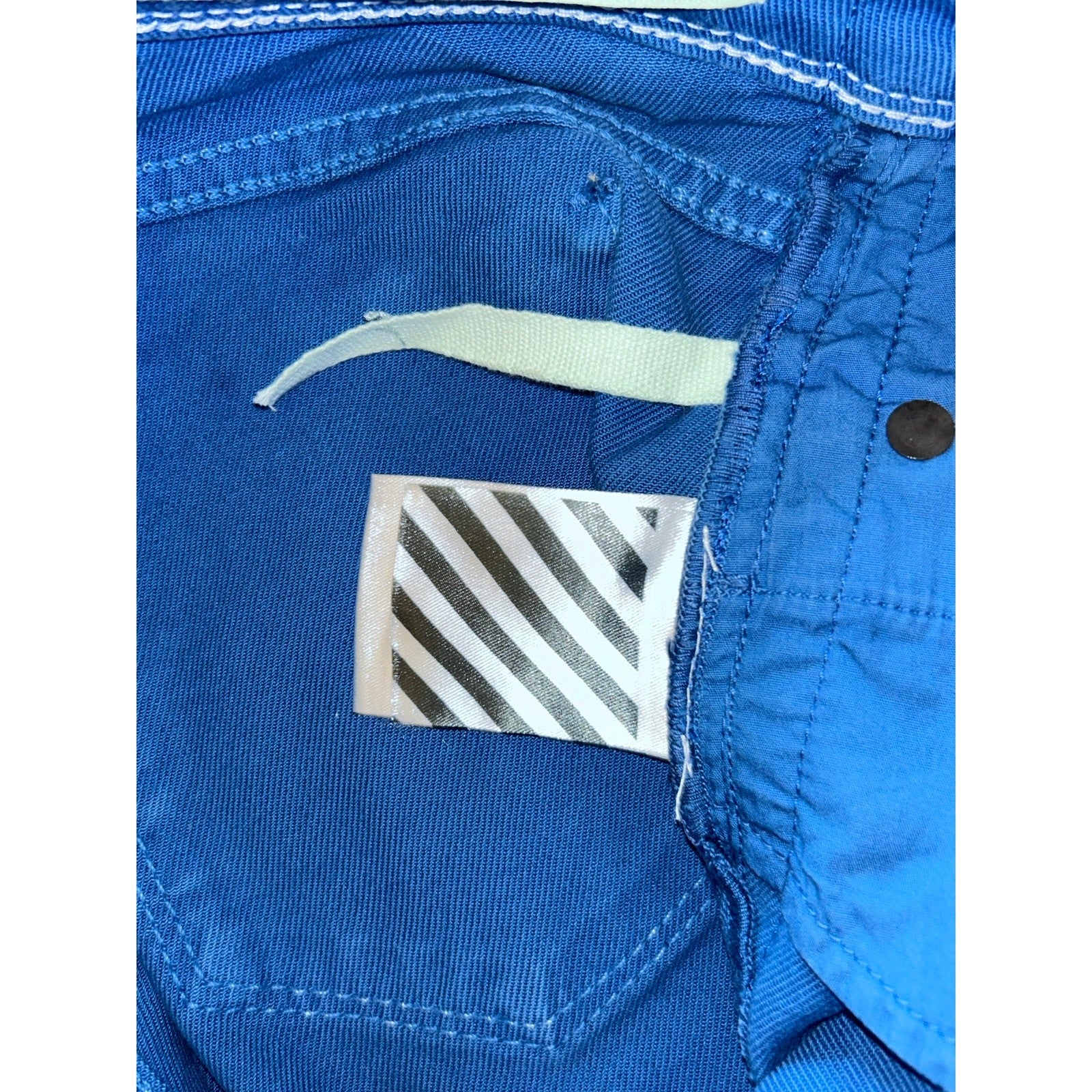Authentic Off-White Bold Blue Skinny Jeans - Designer Streetwear Size 26 EUC