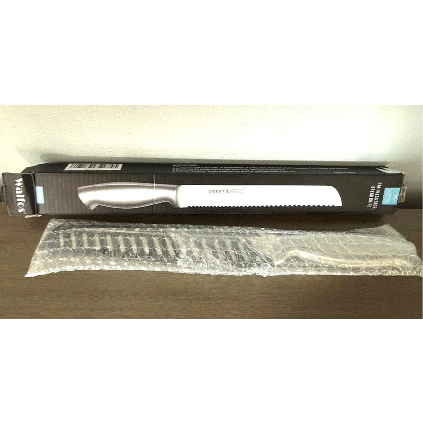 Walfos 8" Pro Premium Stainless Steel Ultra-Sharp Serrated Knife w/ Sheath NIB