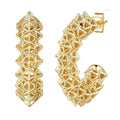 Al&Tiffy 14K Gold Plated Hollow Thick Hoop Stud Earring Geometric Lattice Design