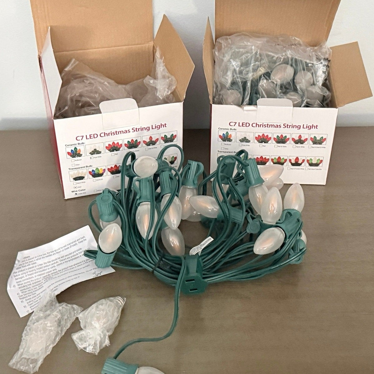 Versatile Frosted White C7 Indoor/Outdoor Lights 2 x 25ft Strands ttl 50ft NICE