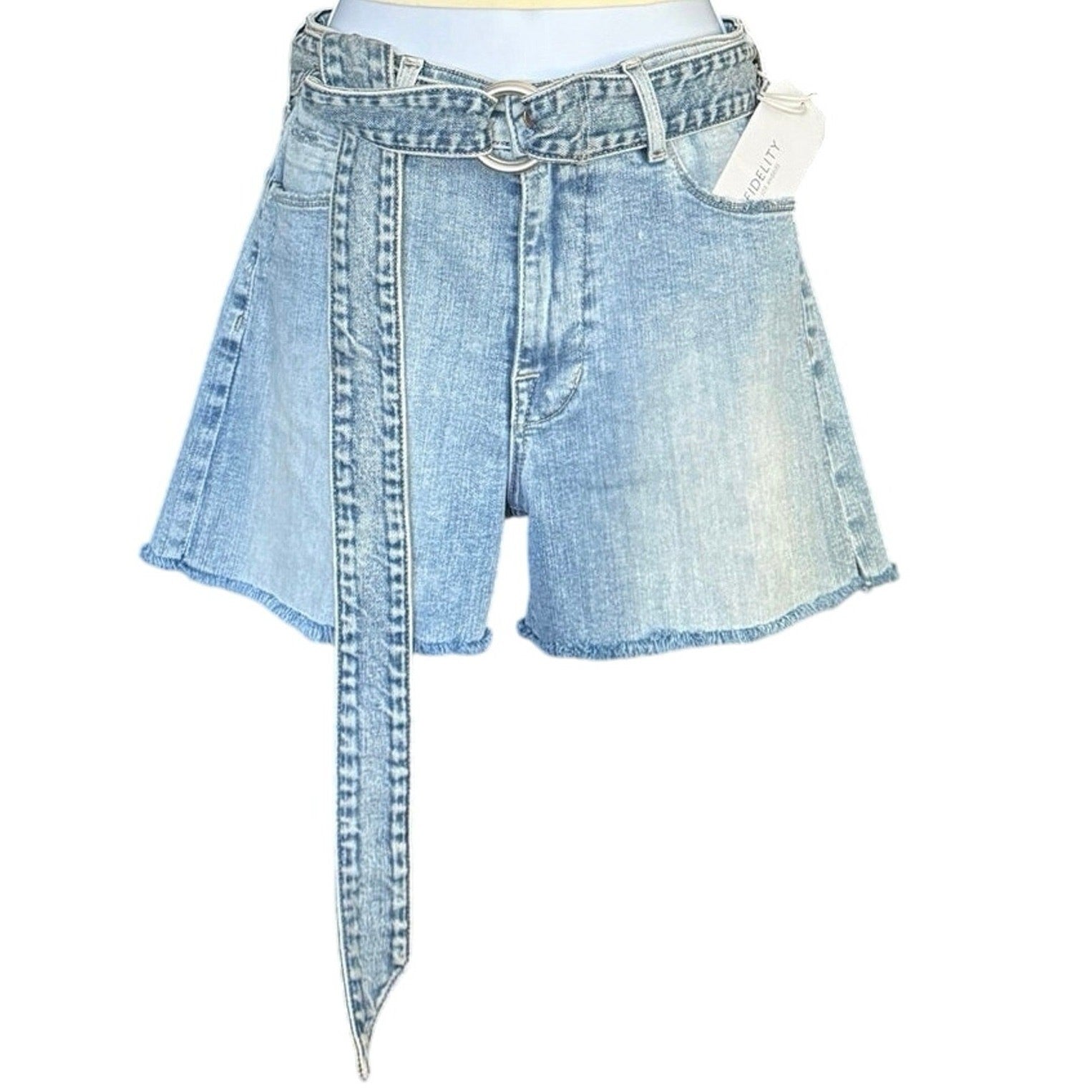 Women's Fidelity Malibu Shorts Belted Raw Hem Color Daytona Size 26 NWT