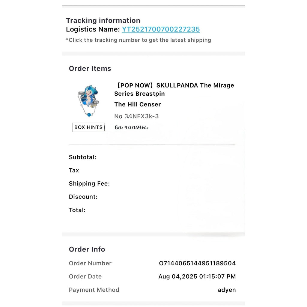 Pop Mart SKULLPANDA The Mirage Series Breastpin The Hill Censer Sealed Confirm