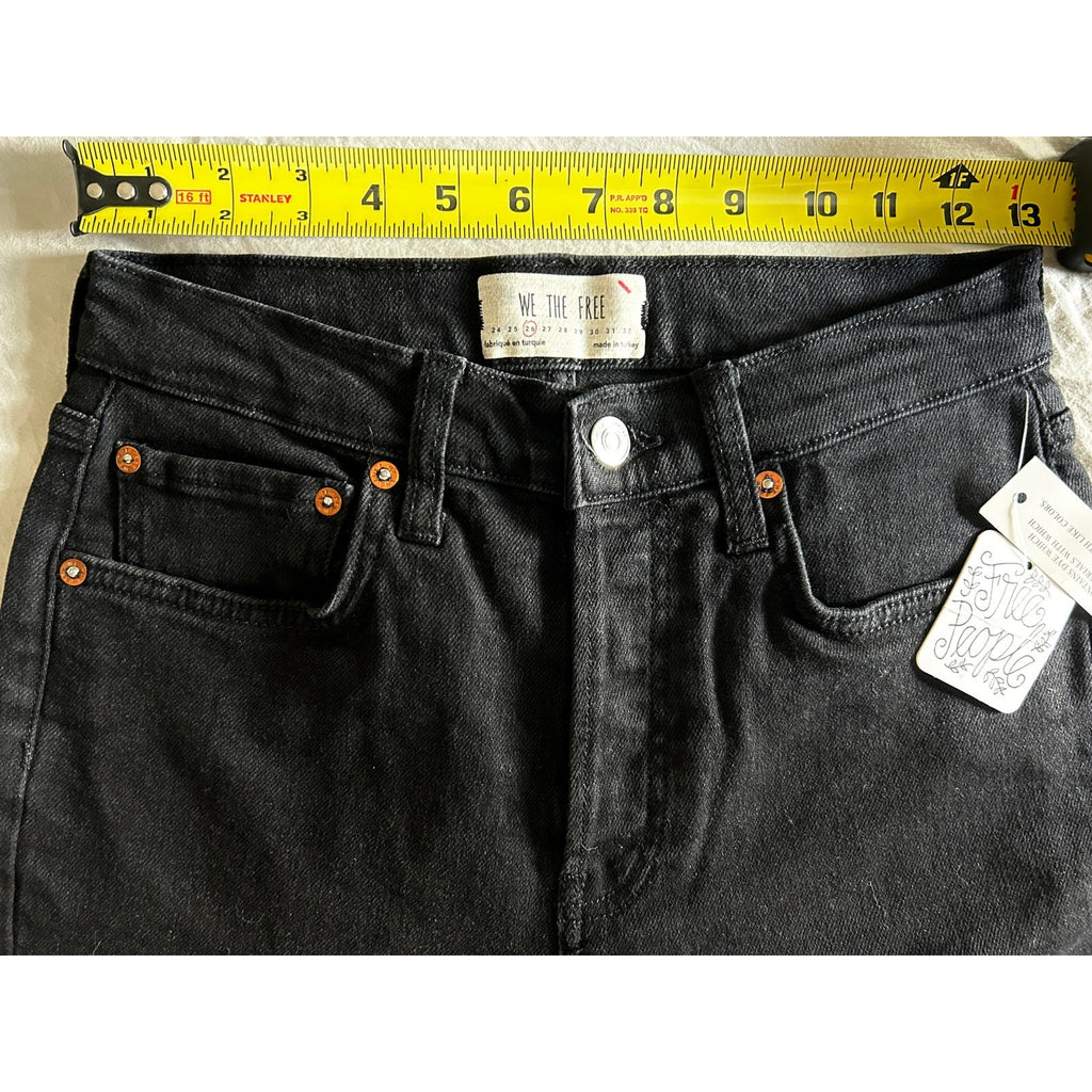 We the Free Black Stella Skinny Jeans Sz 26 High Rise, Button Fly, Raw Hem, NWT