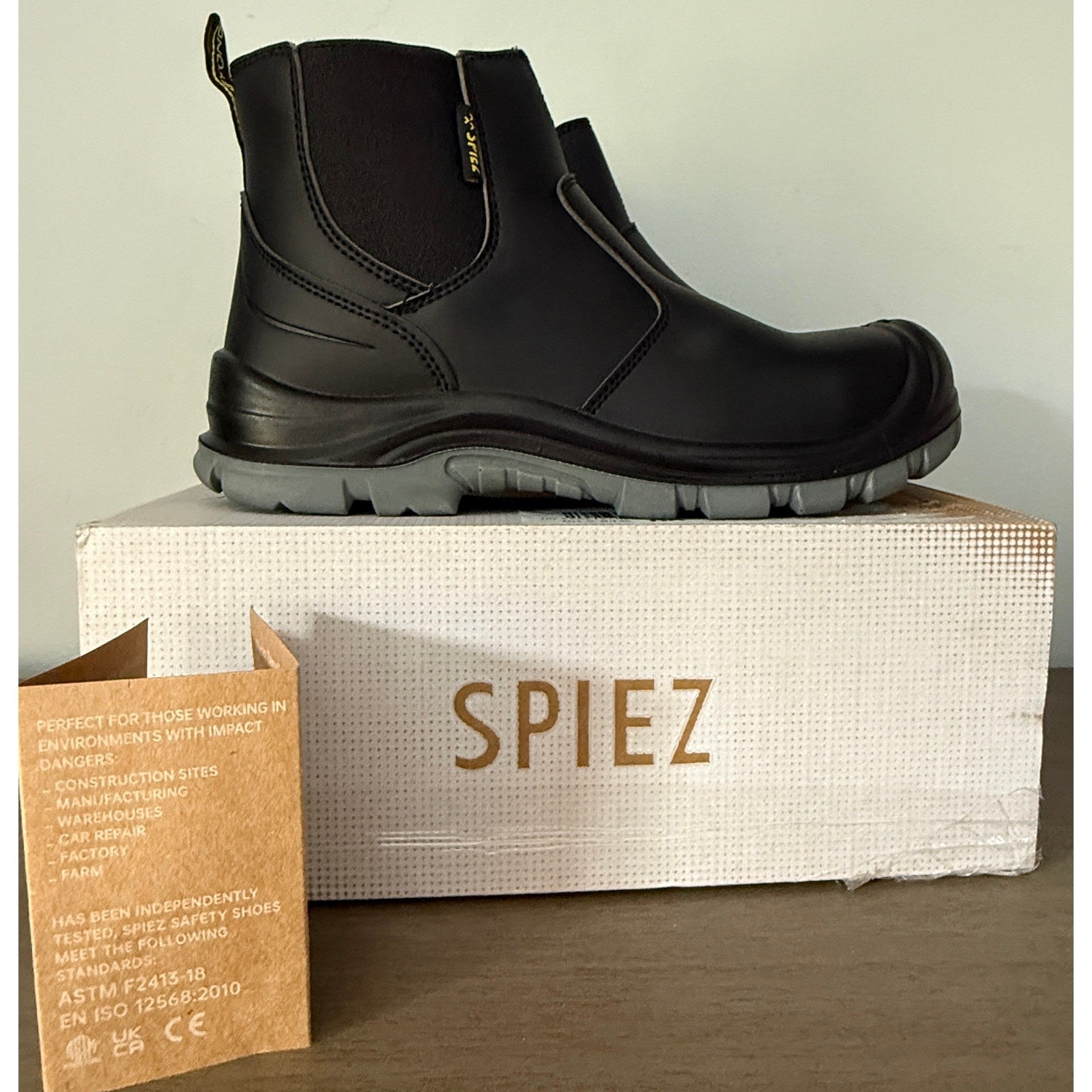 SPIEZ Safety Work Boot Men 8-9 / Women 10-11 | Waterproof | Steel Toe |Certified