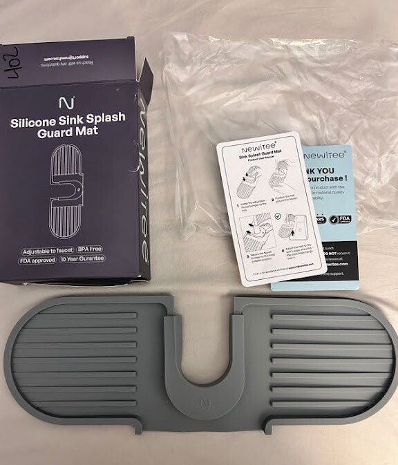Kitchen Sink Splash Guard Mat 16"x5" Silicone Water Drain Tray GRAY New