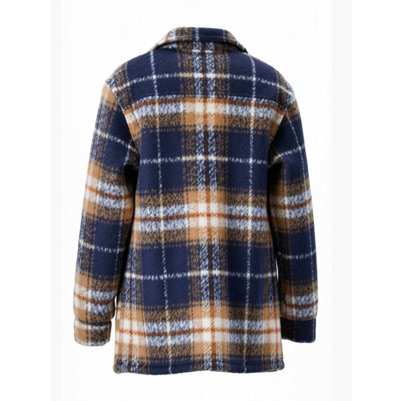 Abercrombie & Fitch XS Plaid Wool-Blend Jacket Blue Tan Checkered Shacket Lined