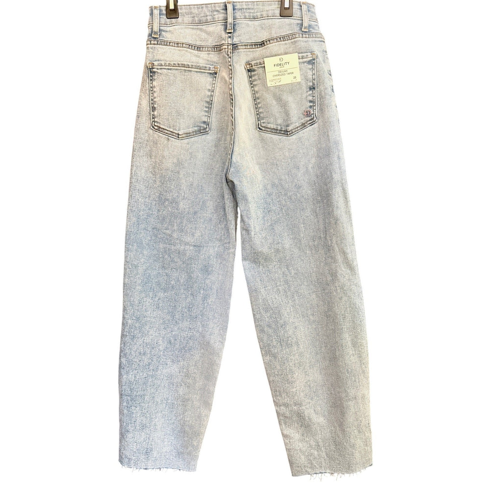 Fidelity Delilah Barrel Jeans Angel Blue Raw Hem Denim USA Made 25/26 