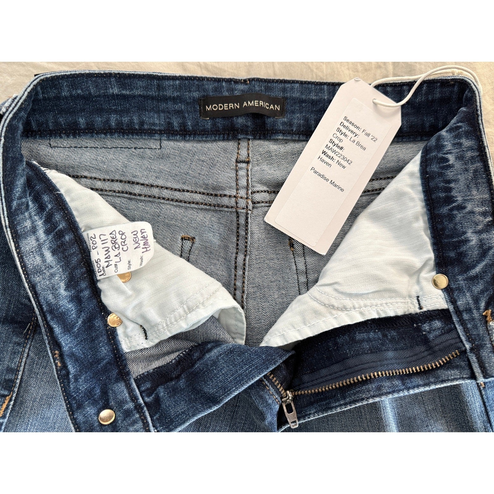 Modern American La Brea New Haven Boot Crop Denim Jeans Women's Size 26" NWT