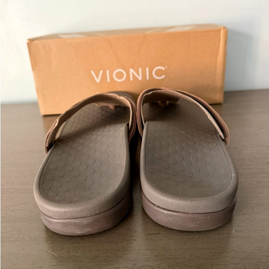 Vionic Tide Womens Flat Thong Sandals Bronze Metallic Leather Size 11 M NIB 