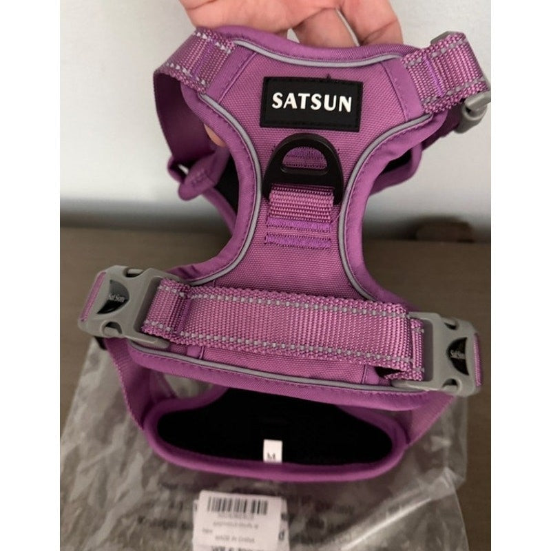No Pull Dog Training Harness Adjustable ID Clear Tag Holder Sz M Pink New NIB