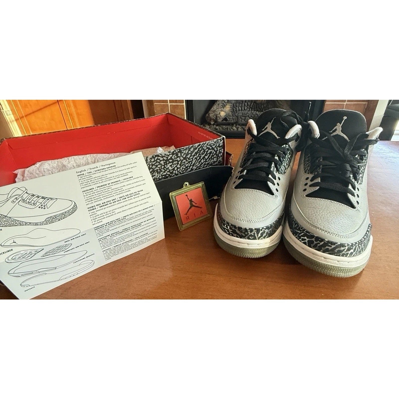 Jordan 3 Retro Wolf Gray Size 10 OG Box Card Tag EUC Nike Air Jordan III EUC