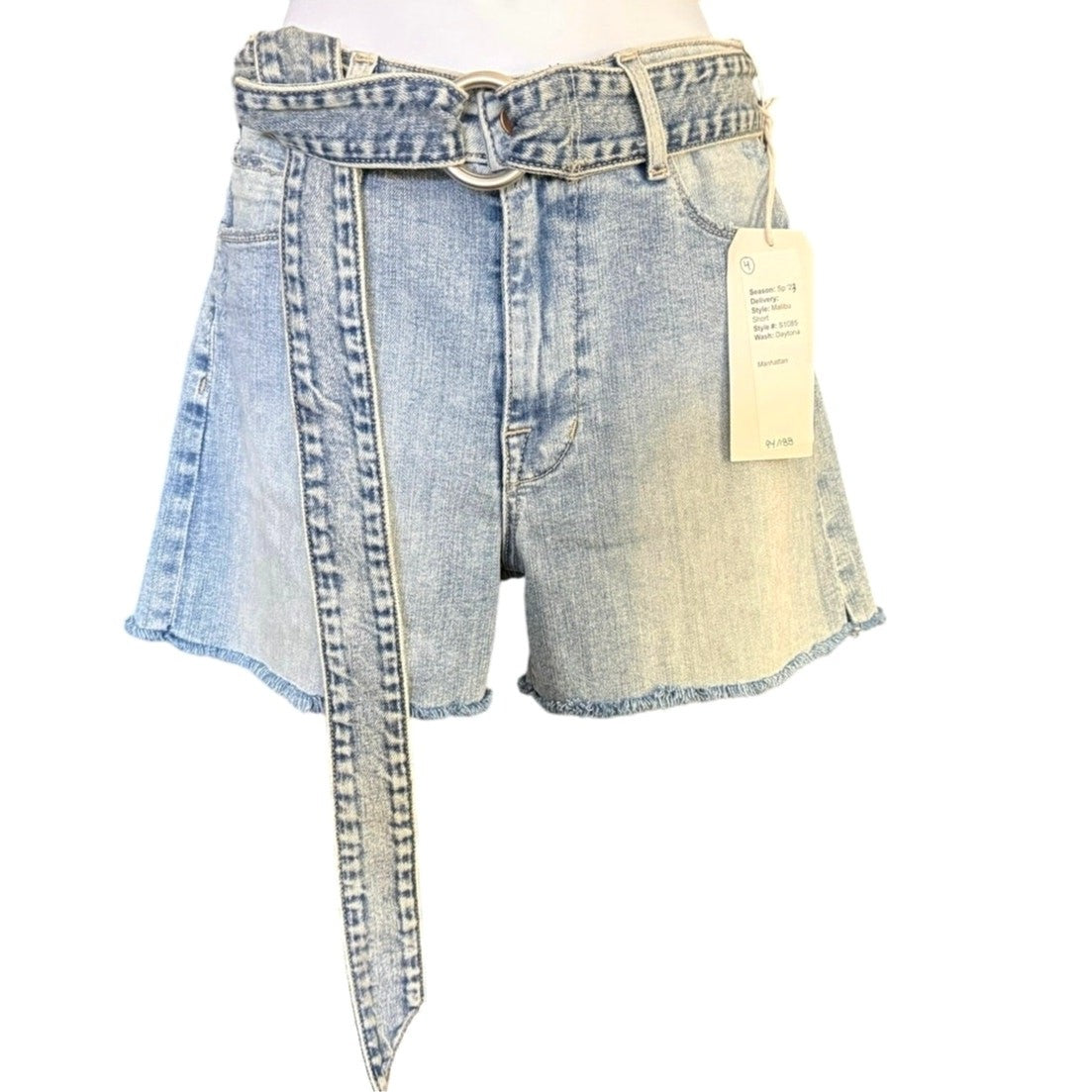 Women's Fidelity Malibu Shorts Belted Raw Hem Color Daytona Size 26 NWT