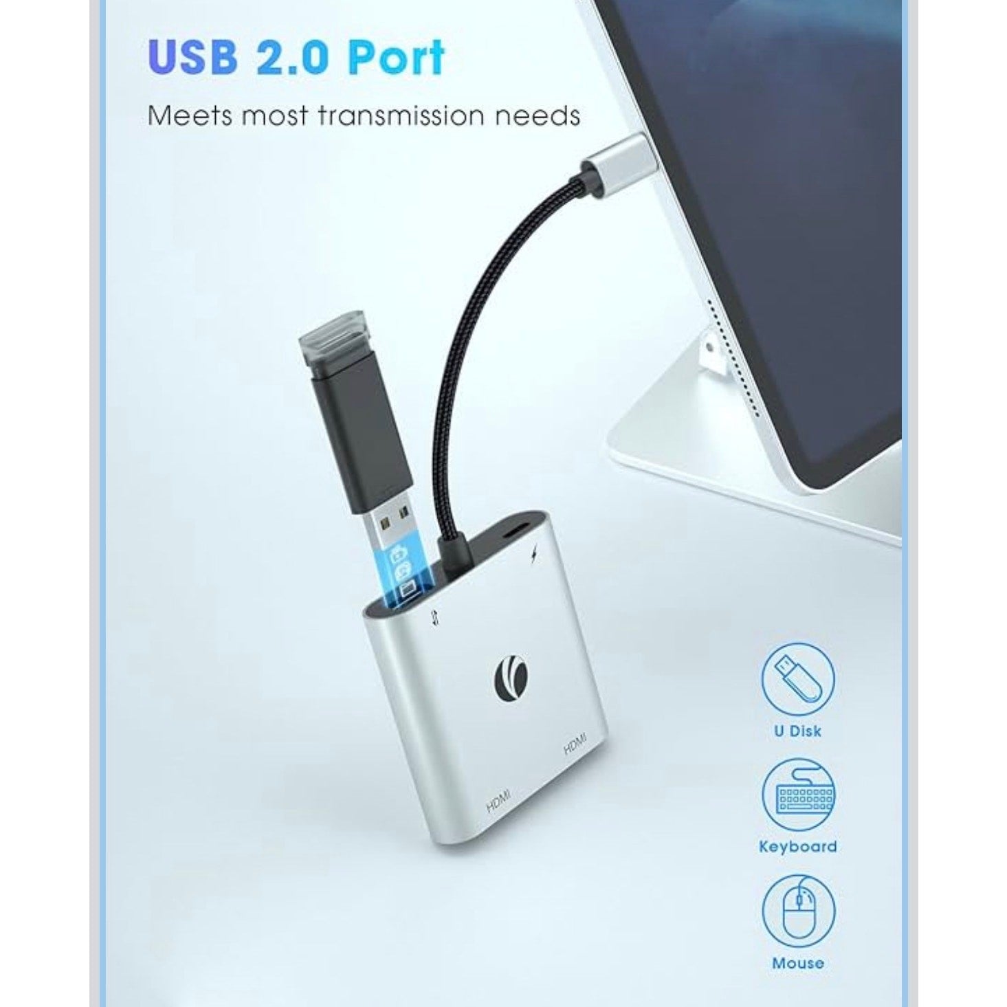Portable VCOM USB C to Dual HDMI Adapter New