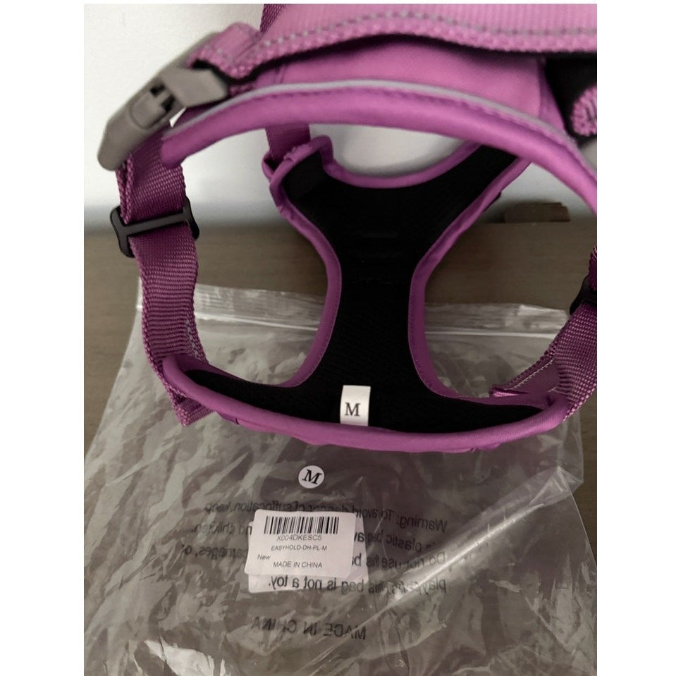 No Pull Dog Training Harness Adjustable ID Clear Tag Holder Sz M Pink New NIB