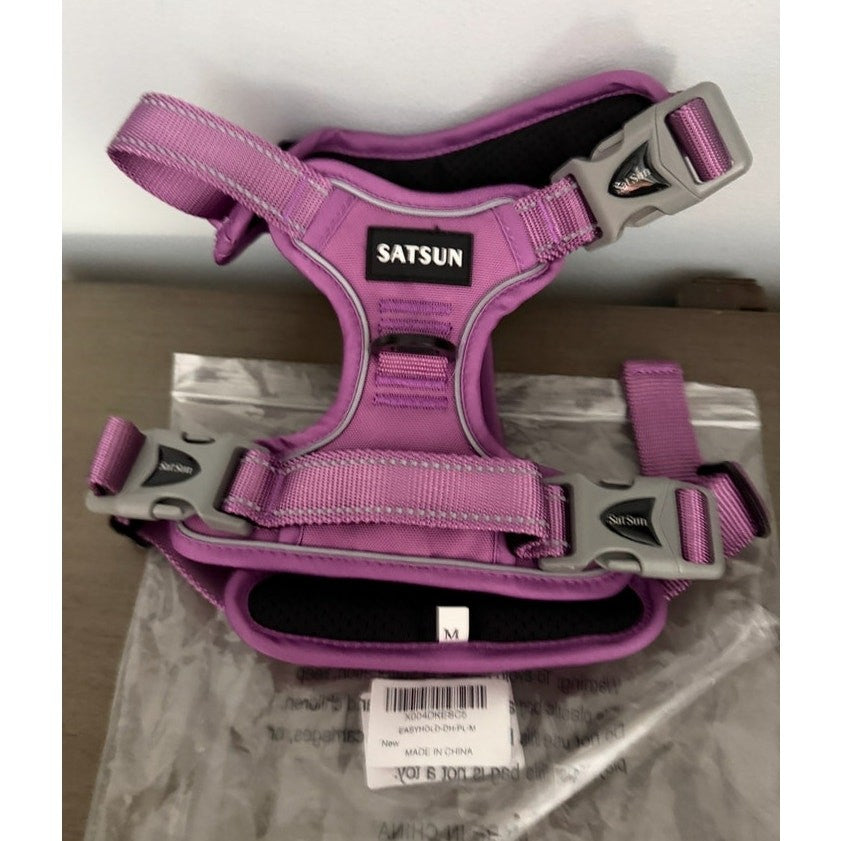 No Pull Dog Training Harness Adjustable ID Clear Tag Holder Sz M Pink New NIB