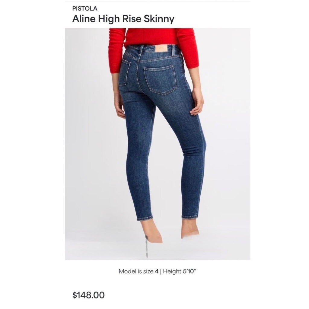Revolve Pistola Aline High Rise Skinny Stretch Jeans Blue Work Wash Sz 26 $148 