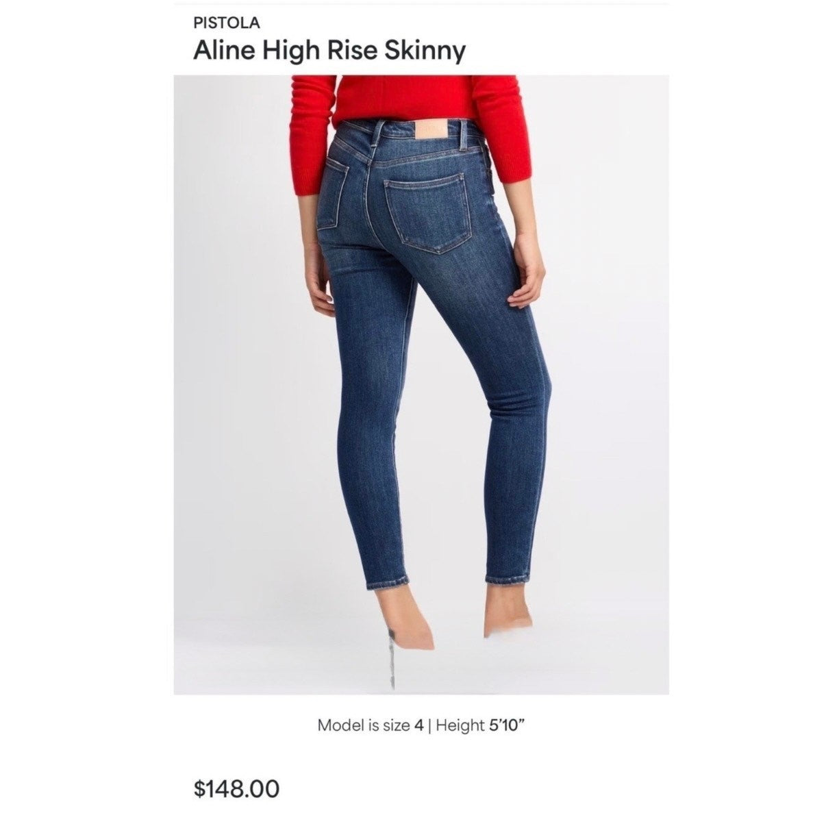 Revolve Pistola Aline High Rise Skinny Stretch Jeans Blue Work Wash Sz 26 $148 