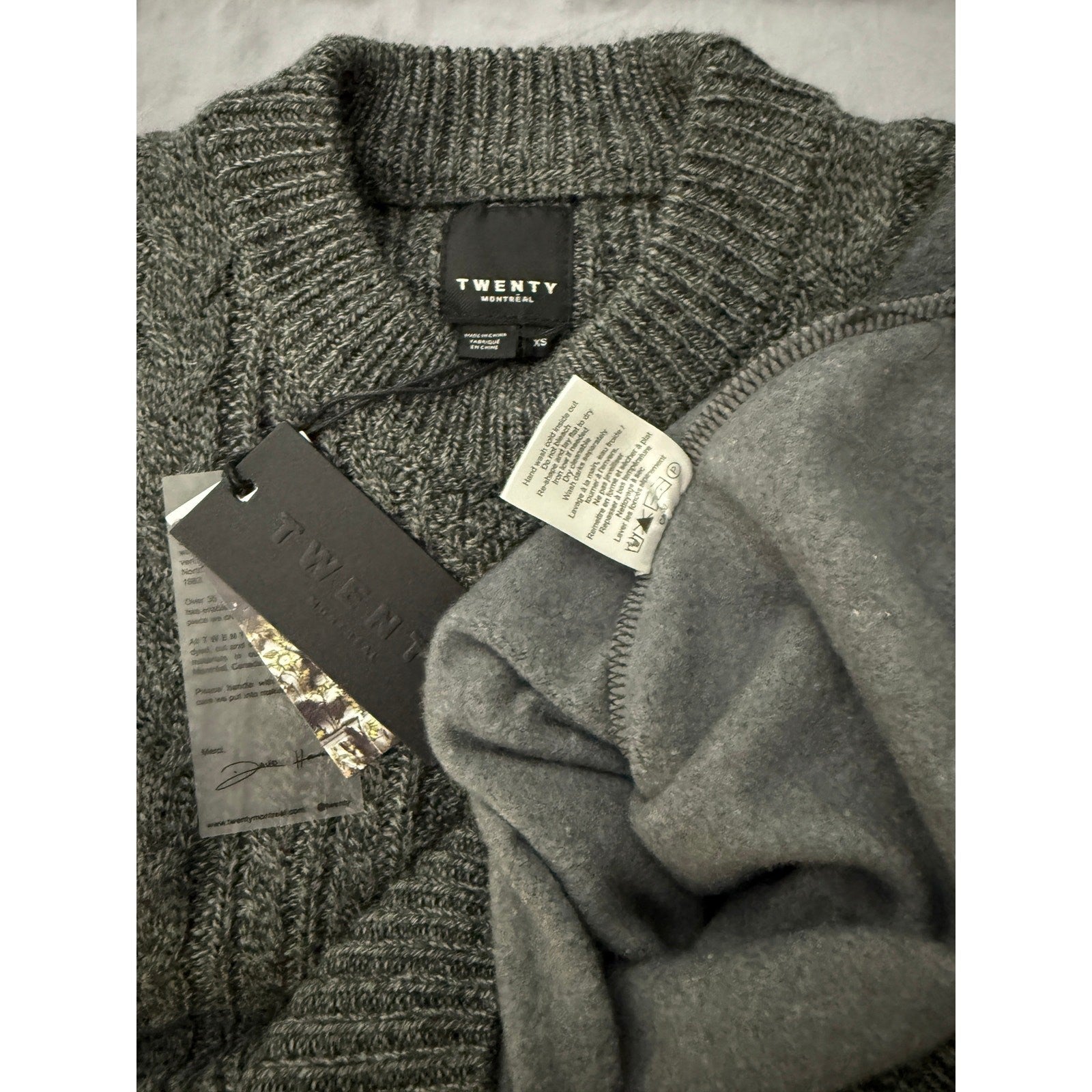 TWENTY MONTREAL Twenty Connect Crewneck Sweater Gray Size XS NEW 