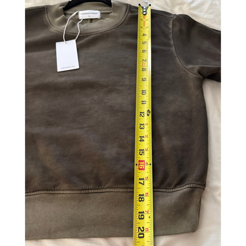 Cotton Citizen's signature Milan Crew Sweatshirt Olive Green Wash Sz Small NWT