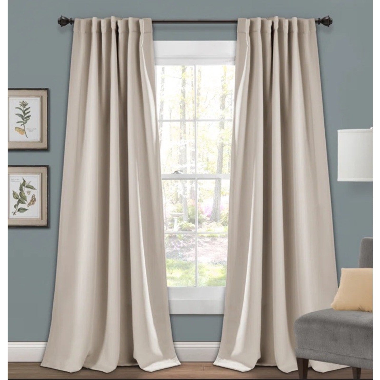 Set of Blackout Curtains 52 x 84 Insulated, Back Tabs, 2 Panels Wheat Tan NEW