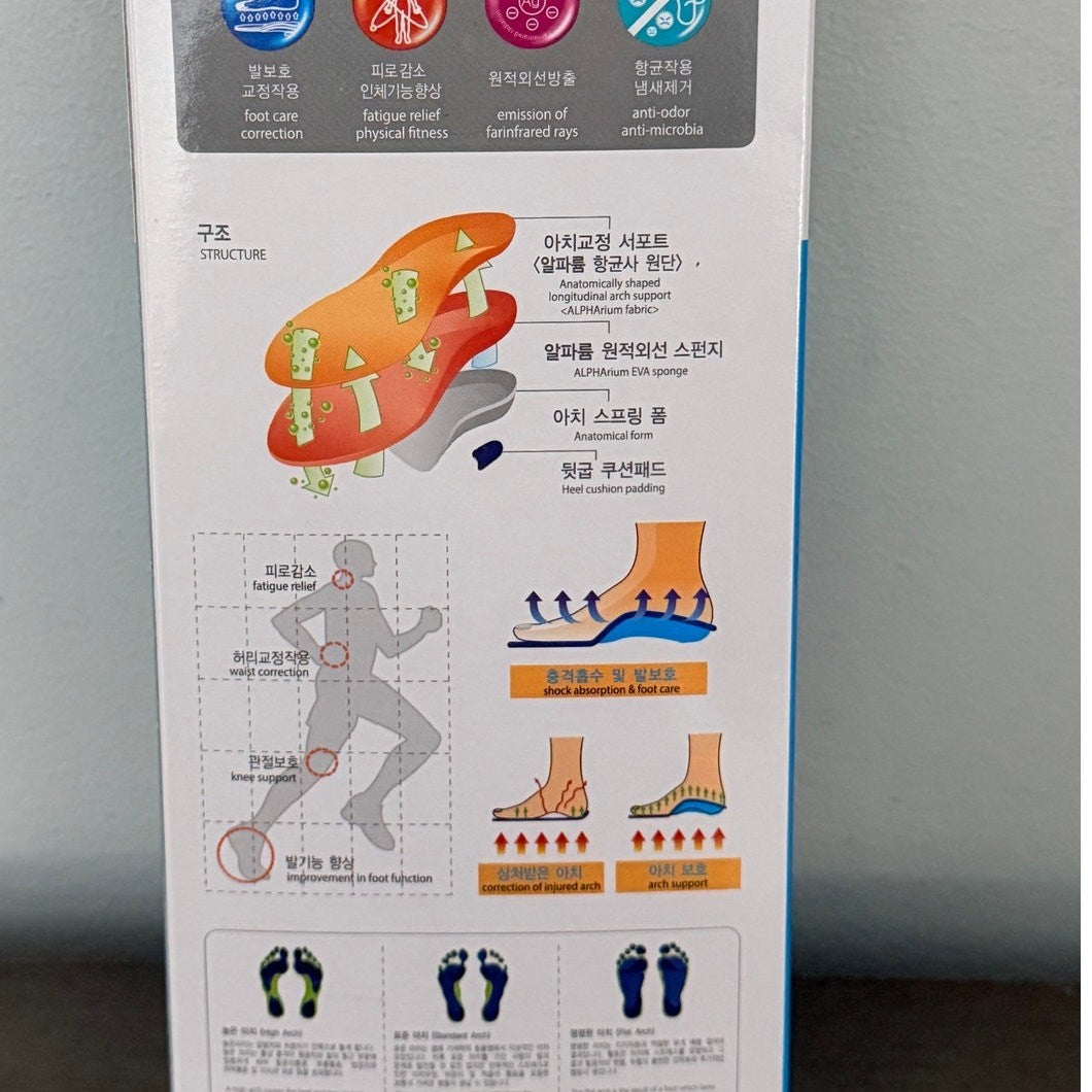 Premium Korean Insoles Shock Absorption Arch Support Infrared Women's Sz 7 / S