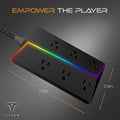 Titan LED 6-Outlet Surge Protector 4ft Braided Extension Cord W/Light Strip NEW