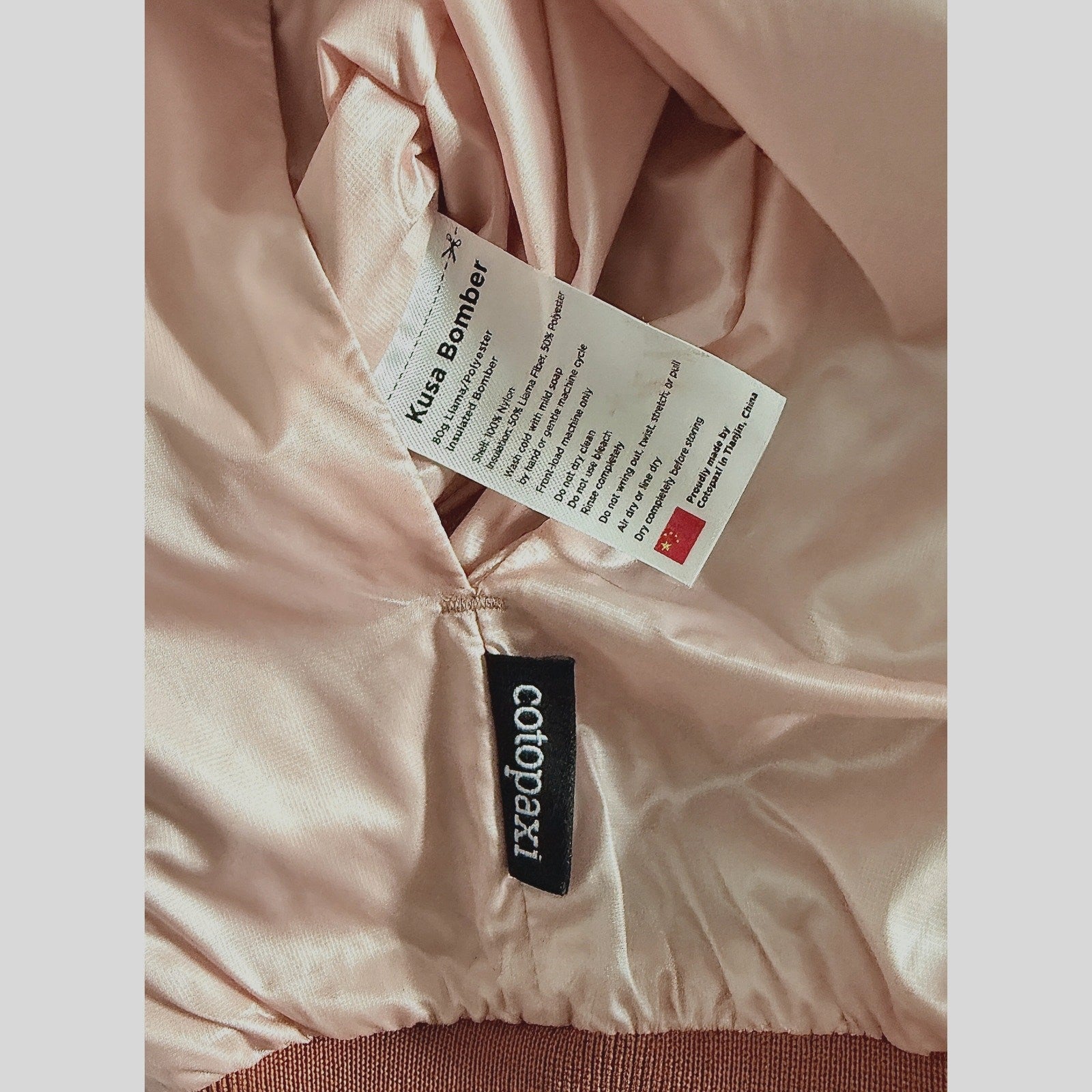 Cotopaxi Kusa Reversible Beige /Pink Bomber Jacket Womens M NWOT Llama Insulated