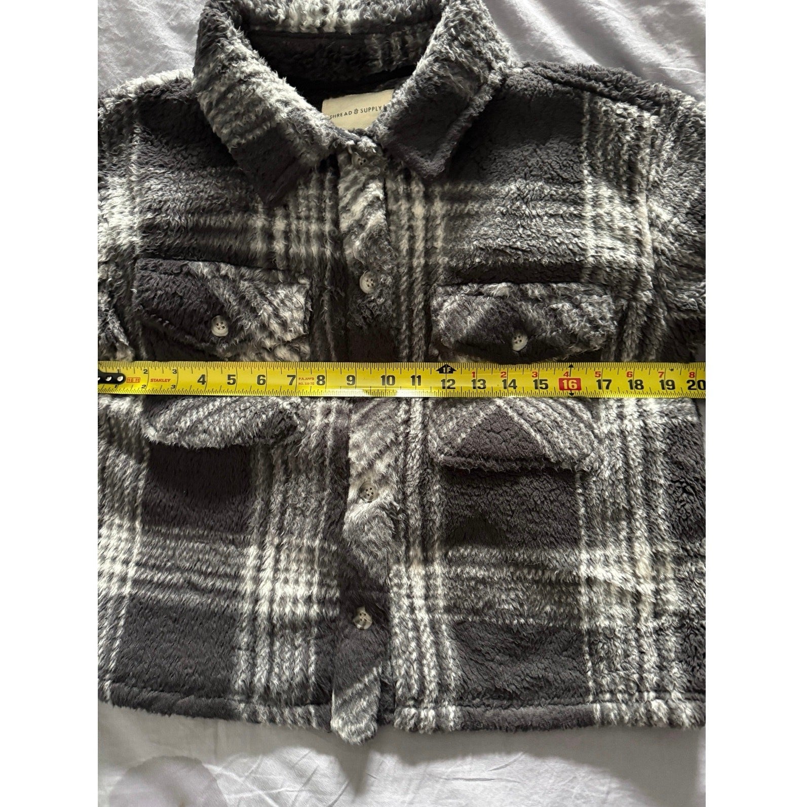 Thread & Supply Plaid Sherpa Jacket Women's XS Cozy Short Length EUC