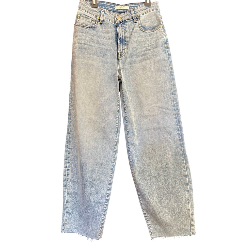 Fidelity Delilah Barrel Jeans Angel Blue Raw Hem Denim USA Made 25/26 