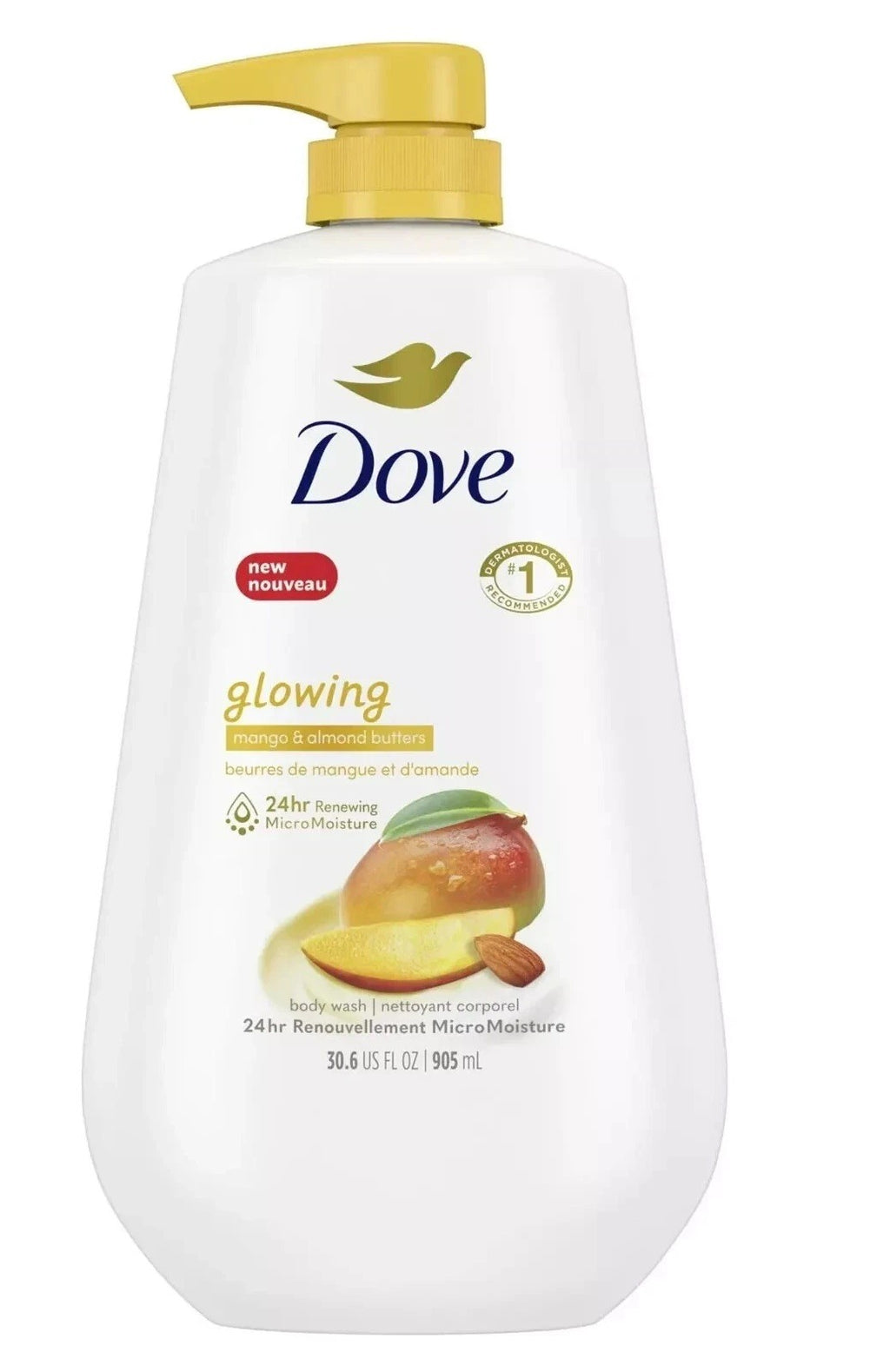 Dove Glowing Liquid Body Wash with Pump Mango & Almond Butter 30.6 oz