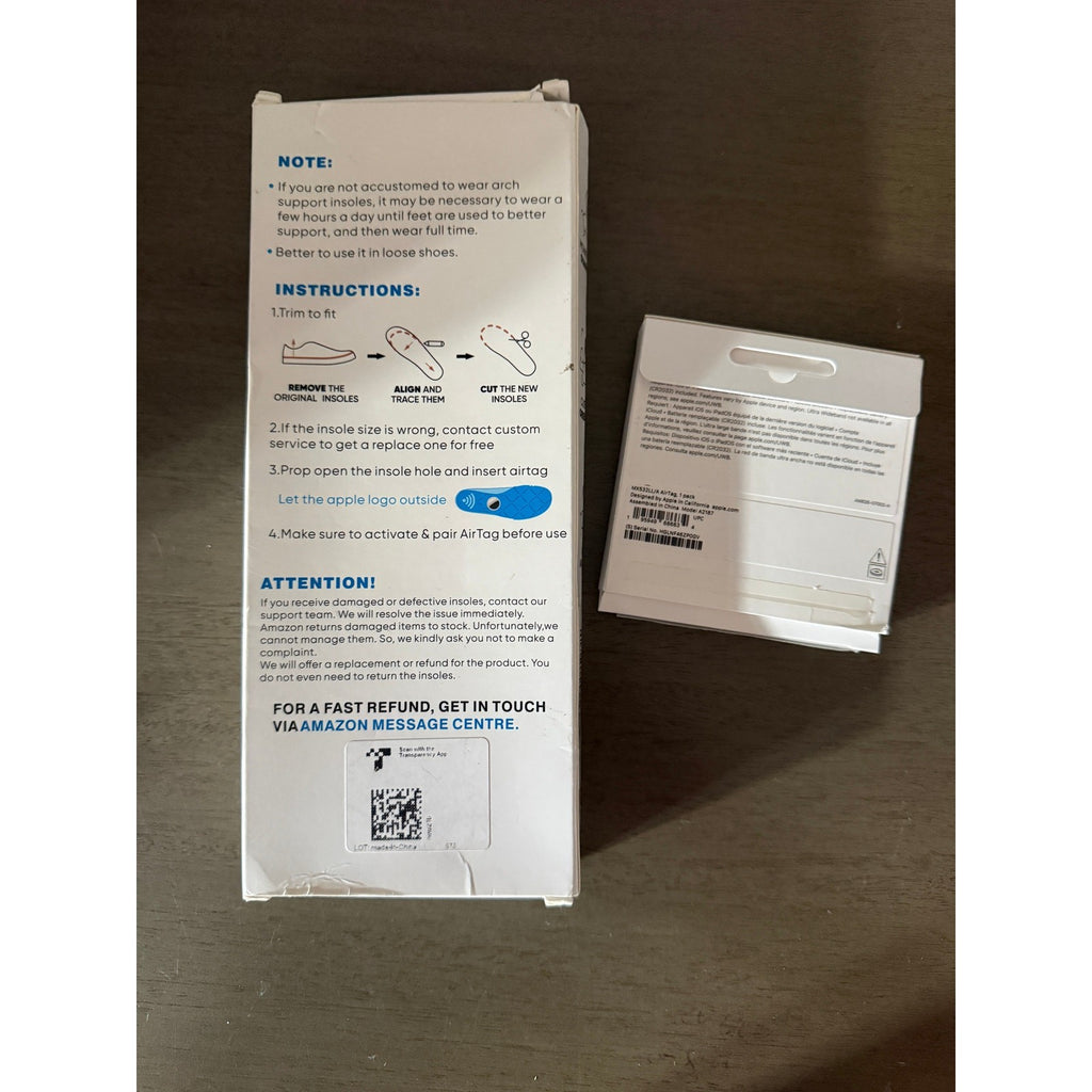 NEW Shoe Insoles Holds Apple AirTag IS Included /  Insole 8" length Cut‑to‑Size 