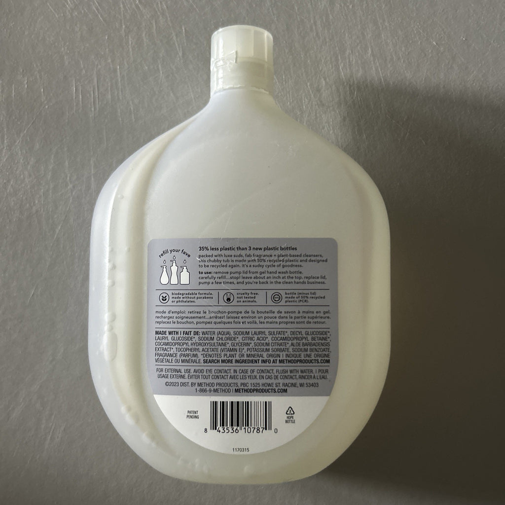 Method Gel Hand Wash Refill Vetiver + Amber, 34 fl oz Plant Based Clear Gel Hand