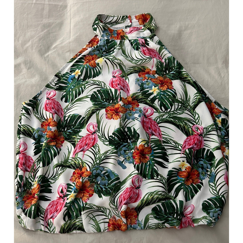 Rachel Zoe Tropical Print Choker Tank Top – Bare Shoulder, Large