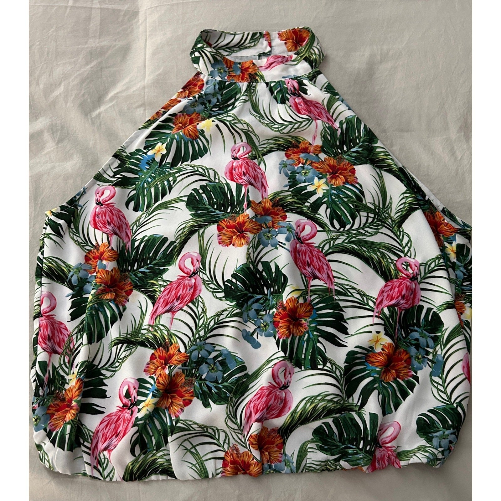 Rachel Zoe Tropical Print Choker Tank Top – Bare Shoulder, Large
