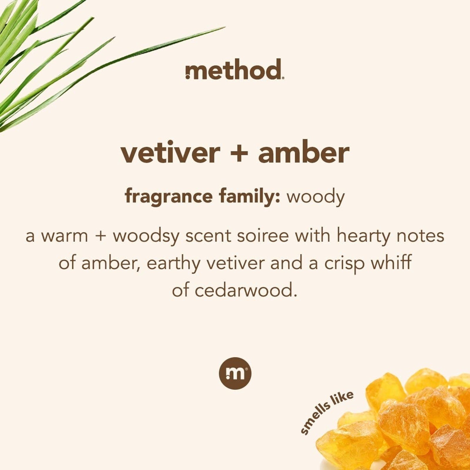 Method Gel Hand Wash Refill Vetiver + Amber, 34 fl oz Plant Based Clear Gel Hand