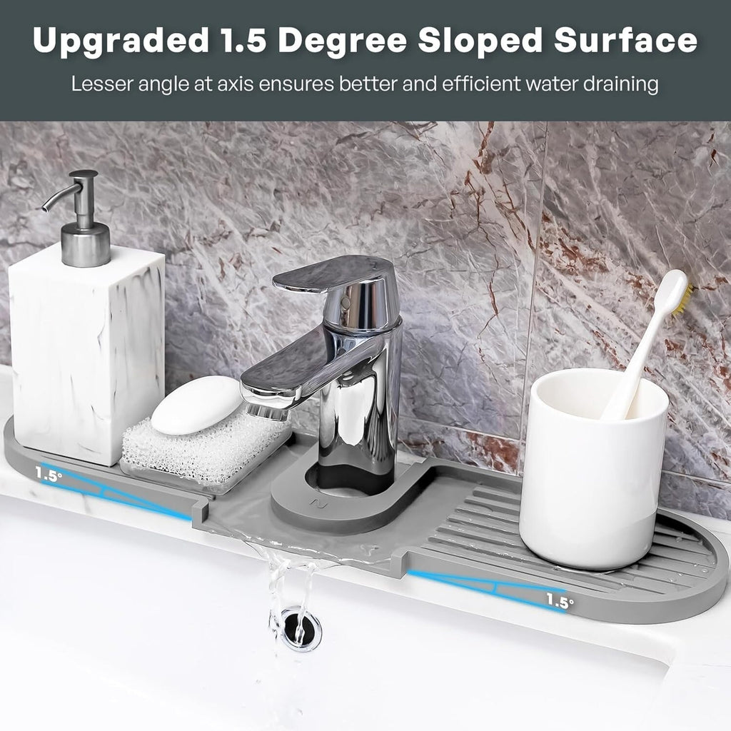 Kitchen Sink Splash Guard Mat 16"x5" Silicone Water Drain Tray GRAY New