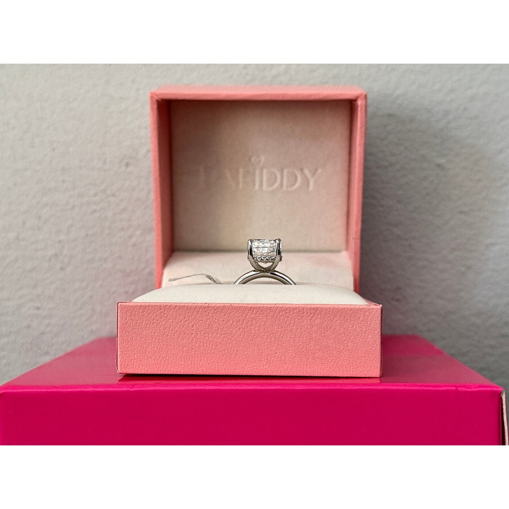 Paffidy 3.5ct D Color Moissanite Cushion Solitaire Ring Size 6 | S925 Silver NEW